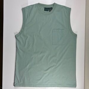 Men's Sleeveless Mint Green Shirt with Pocket